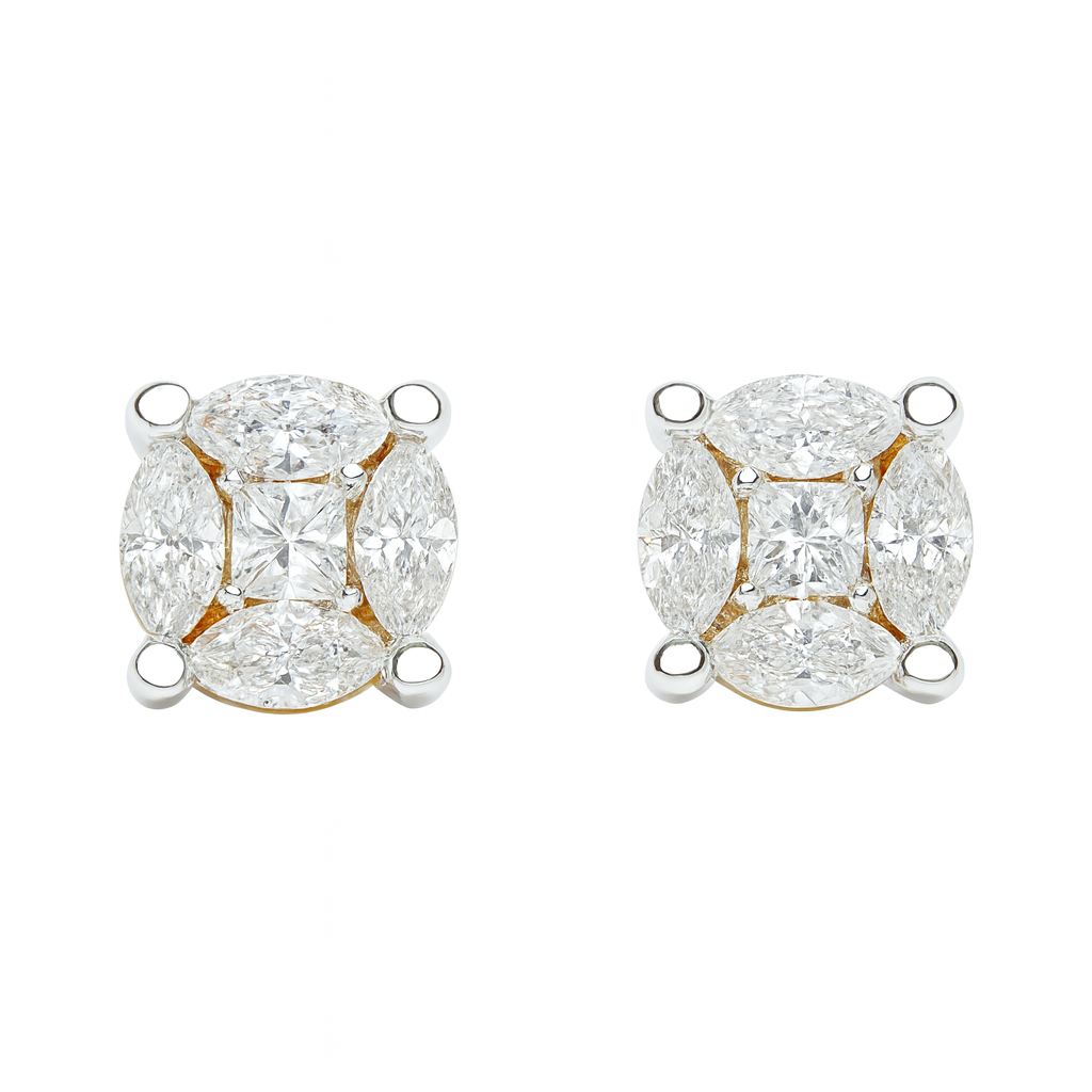 Beautiful 18 Kt Gold  Natural Diamond Earing